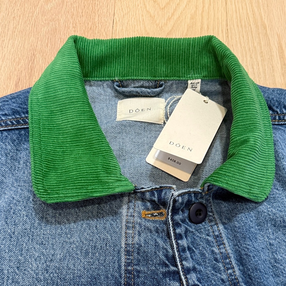 Doen Blue Denim Jacket with Green Collar Pascual - Picture 5 of 5